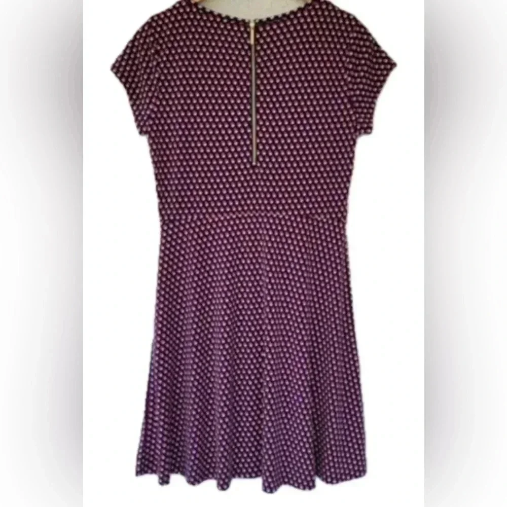 Michael Kors Medium Navy Blue Pink Circle Print Skater Dress - Picture 4 of 13